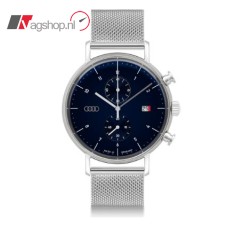Audi chronograaf, zilver/nachtblauw horloge